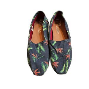 TOMS Slip On Tropical Bird Of Paradise Print Canvas Shoes Women 6.5 Ballet Flats